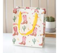Retro Rodeo Gift Bag - Fun Western 'Howdy' Design, Stylish and Durable for Birthdays, Special Occasions, or Celebrations, 23cm Tall, Ideal for Small to Medium Gifts, Unique Cowboy Theme