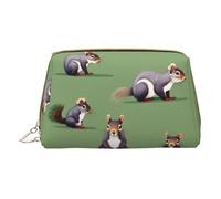 Retro Roller Skates Colorful Print Leather Makeup Bag Small Travel Cosmetic Bag For Women,Cosmetic Organizer Makeup Pouch For Purse, Red Squirrel, One Size