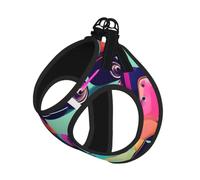 Retro Roller Skates Colorful Print Reflective No Choke Pet Vest Harness,Adjustable Soft Padded Dog Harness With Easy Control Handle
