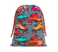 Retro Roller Skates Colorful Ultra Soft Velvet Gift Bag, Comfortable To The Touch, Reusable