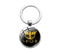 Retro Roman Empire Keychain SPQR Roman Imperial Legion Symbol Key Ring Glass Dome Handicraft Charm Key Chain