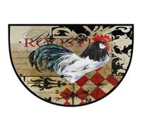Retro Rooster Animal Half Round Door Mat,Vintage Post Card Background Non Slip Absorbent Doormats,36x24 Inch Wear Resistant Semi Circle Floor Mats Area Rugs for Kitchen Patio Home Decor