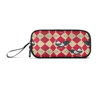 Retro Rooster Red Checkered Pencil Case Pouch, Cloth Pencil Pouch, Pencil Travel Case