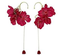 Retro Rose Flower Ear Cuff Boho Chic Sparkly Statement Earrings for Women, Non-Pierced Jewelry, Ideal for Spring, Wedding, Brunch, Party & Daily Wear, Gift for Her