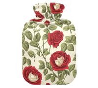 Retro Rose Flowers Cute hot Water Bottle with Soft Cover, 1L hot compresses for The Body for Tummy Warmer, Neck and Shoulder Pain Relief, compresas calientes para el vientre