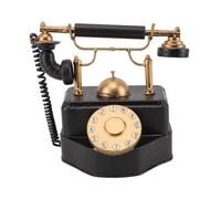 Retro Rotary Dial Phone Vintage Iron Art Decorative Telephone Statue for Home Bar Cafe Decor 26x17x22cm