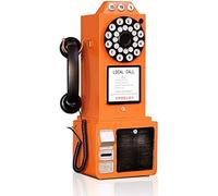 Retro Rotary Dial Telephone, Vintage Non-Functional Decorative Phone Model for Wall Mount or Desktop, Ideal for Home Office Cafe Bar Decor and Nostalgic Gift (Collector Item, Art Deco Style, Brown)