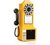 Retro Rotary Dial Telephone, Vintage Non-Functional Decorative Phone Model for Wall Mount or Desktop, Ideal for Home Office Cafe Bar Decor and Nostalgic Gift (Collector Item, Art Deco Style, Brown)