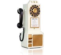 Retro Rotary Dial Telephone, Vintage Non-Functional Decorative Phone Model for Wall Mount or Desktop, Ideal for Home Office Cafe Bar Decor and Nostalgic Gift (Collector Item, Art Deco Style, Brown)