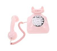 Retro Rotary Phone with Corded Landline Style, Pink Plastic | Vintage Telephones Look, Desktop Prop Use, Mechanical Keypad Feel, for Office Worktops and Photo Shoots