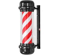 Retro Rotating LED Barbers Pole Sign, Red and White Stripes, Illuminated Wall Mounted Hair Salon Light