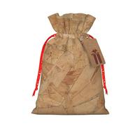 (Retro Rough Oak Wall) Christmas Burlap Gifts Bag With Drawstring Xmas Linen Burlap Gift Candy Pouch For Wedding Party Festival Decorating M