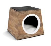 Retro Rough Oak Wall Pet Hut Comfortable Nest for Pets Space Capsule Warm Soft Indoor Pet Shelter Space Pet House for Indoor Cats Small Dogs and Medium Animal