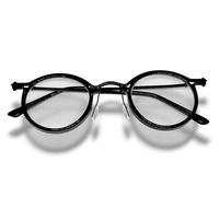 Retro Round Anti-Blue Light Reading Glasses for Men & Women - Metal Frame Presbyopia Eyewear (Black, 3.5, x)