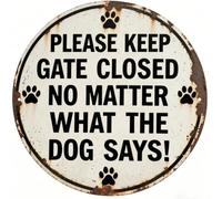 Retro Round Dog Paw Funny Tin Sign, 20x20cm Circular Animal Metal Wall Art Plaque, Vintage Decorative Iron Poster for Home Kitchen Bar Cafe Pub Club, Rustic Wall Decor (please)