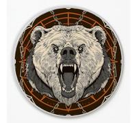 Retro Round Rug Washable Coffee Brown, Wild Animals Grey Bear Skull Aesthetic Comfort Fluffy Round Rug for Children's Room - Small 50 cm