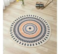 Retro Round Rugs for Living Room Ethnic Bedroom Carpet with Tassels Cotton & Linen Macrame Modern Classic Area Rugs Stylish Home Décor.