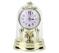 Retro Round Silent Alarm Clock, Digital Alarm Clock European Retro Table Clocks Antique Silent Desk Clock for Living Room Bedroom Office Home Decor(Gold)