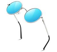 Retro Round Sunglasses Mens Womens Polarised,70s Retro Circle Hippie Glasses with 100% UV400 Protection