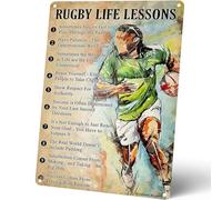 Retro Rugby Life Lesson Metal Signs Inspirational Wall Decor for Home Office Classroom Bathroom Vintage Poster Tin Gift Lovers Decor 8x12 Inch