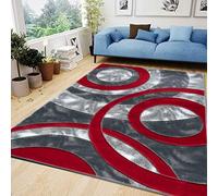 Retro Rugs -Super Soft Cozy Bright Colors Circle Design Rug for Bedroom Living Room Dining Room Guest Room Kids Room (Red, 120 x 170 cm)