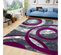 Retro Rugs -Super Soft Cozy Bright Colors Circle Design Rug for Bedroom Living Room Dining Room Guest Room Kids Room (Purple, 120 x 170 cm)