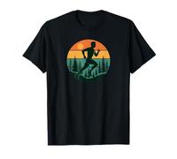 Retro Runner Silhouette Jogging in Forest Sunset Design T-Shirt