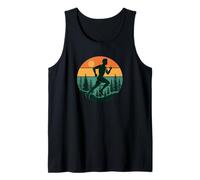 Retro Runner Silhouette Jogging in Forest Sunset Design Tank Top
