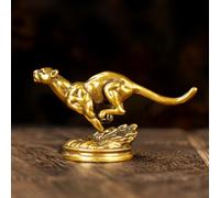 Retro Running Cheetah Statue - 100% Solid Brass African Animal Sculpture, Predator in Motion Office or Home, Premium Safari Decor for Wildlife Enthusiasts - Unique Gift for Hunters & Animal Lovers