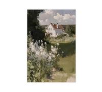 Retro Rural Pastoral Garden Summer Landscape Painting Canvas Poster Bedroom Decor Landscape Office Room Decor Gift 08x12inch(20x30cm)