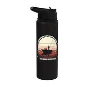 Retro Rush Hour Out Here When Two Rods At Once Funny Fishing Stainless Steel Insulated Water Bottle