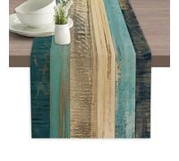 Retro Rustic Wood Plank Table Runner Linen Long Farmhouse Rustic TableRunner for Party Holiday Dining Room /Kitchen,13 x 70 Inches