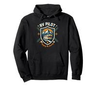Retro RV Pilot Enjoying The Journey Motorhome Campground Pullover Hoodie