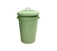 Retro Sage Green 45L Galvanised Steel Dustbin with Lid - Indoor/Outdoor, Rust-Resistant, Versatile Storage for Rubbish, Animal Feed & More