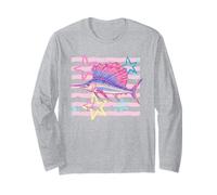 Retro Sailfish Deep Sea Angler Art 80s Style Long Sleeve T-Shirt