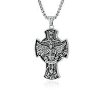 Retro Saint Michael Archangel Sword Titanium Pendant, Niche And Personalized Necklace