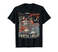 Retro Salem Welcome To The Haunted Library Bookish Halloween T-Shirt