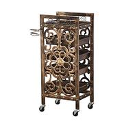 Retro Salon Hairdressing Trolley Hairdresser Barber Beauty Storage Hair Spa Roller Cart Salon Tray with 4 Pullout Golden Drawers,Gold,A