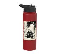 Retro Samurai Frog UFO Abduction Japanese Ink Art Stainless Steel Insulated Water Bottle