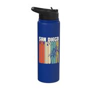 Retro San Diego California Surf Vintage Beach Cali SoCal SD Stainless Steel Insulated Water Bottle