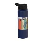 Retro San Diego California Surf Vintage Beach Cali SoCal SD Stainless Steel Insulated Water Bottle