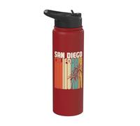 Retro San Diego California Surf Vintage Beach Cali SoCal SD Stainless Steel Insulated Water Bottle