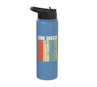 Retro San Diego California Surf Vintage Beach Cali SoCal SD Stainless Steel Insulated Water Bottle