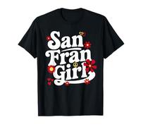 Retro San Francisco Girl Flowers San Fran Throwback T-Shirt