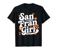 Retro San Francisco Girl Flowers SF Throwback City T-Shirt