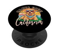 Retro Santa Cruz California Beach Golden Retriever Dog Breed PopSockets Adhesive PopGrip