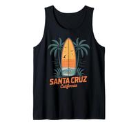 Retro Santa Cruz California Surfing Sunset Beach Vacation Tank Top