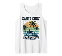 Retro Santa Cruz California Surfing Sunset Beach Vacation Tank Top