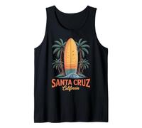 Retro Santa Cruz California Surfing Sunset Beach Vacation Tank Top