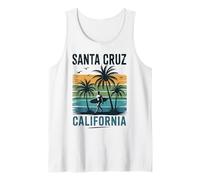 Retro Santa Cruz California Surfing Sunset Beach Vacation Tank Top